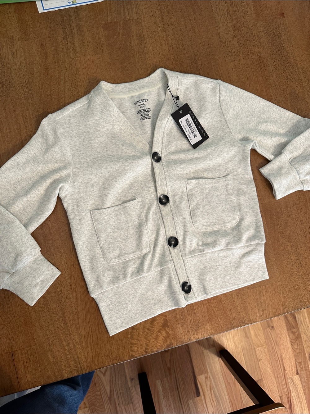 NWT Heather Gray Button-Front Cardigan with Patch Pockets 4-5T